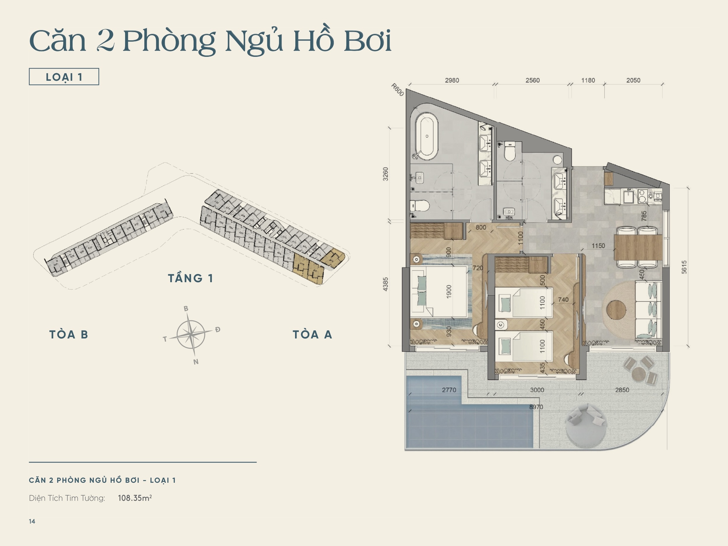TERRACE 2 BEDROOMS, IXORA HO TRAM BY FUSION, 110M2, PRIVATE SWIMMING POOL image