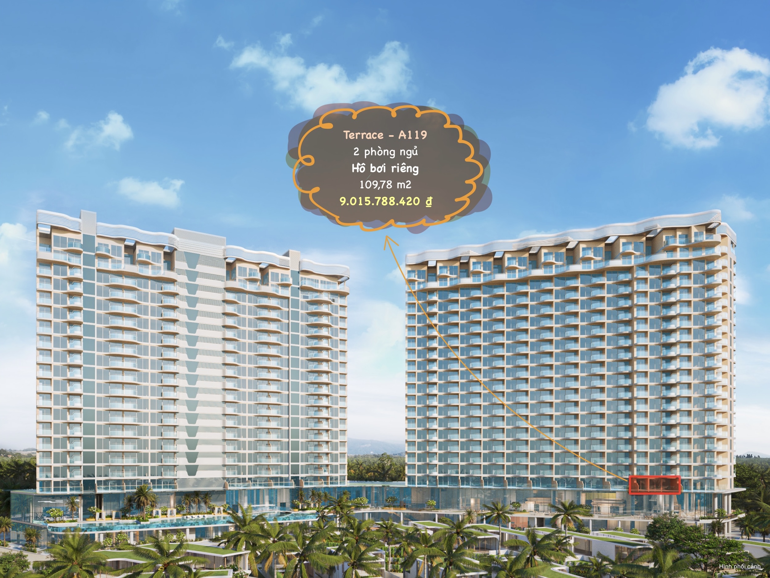 TERRACE 2 BEDROOMS, IXORA HO TRAM BY FUSION, 110M2, PRIVATE SWIMMING POOL image