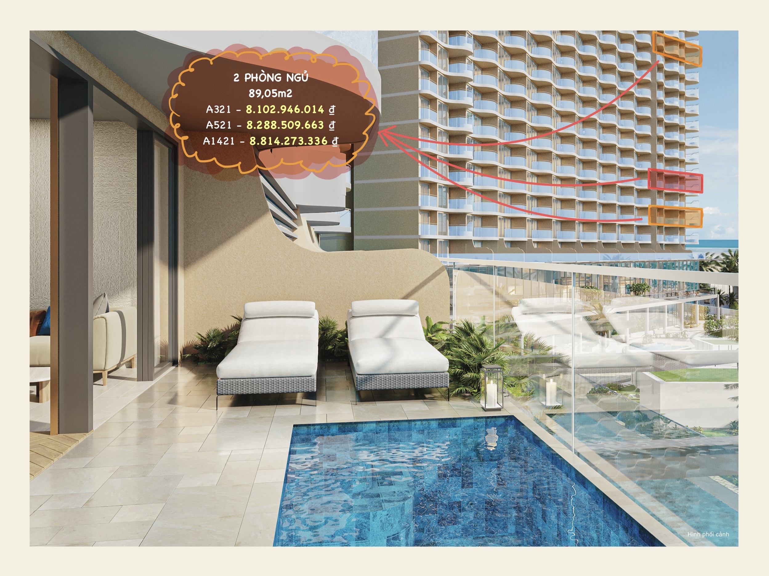 CORNER 2 BEDROOMS - IXORA HỒ TRÀM BY FUSION, SEA VIEW, FULLY HIGH-END FURNISHED image