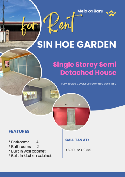 Renovated Single Storey Semi Detached House at Sin Hoe Garden for rent