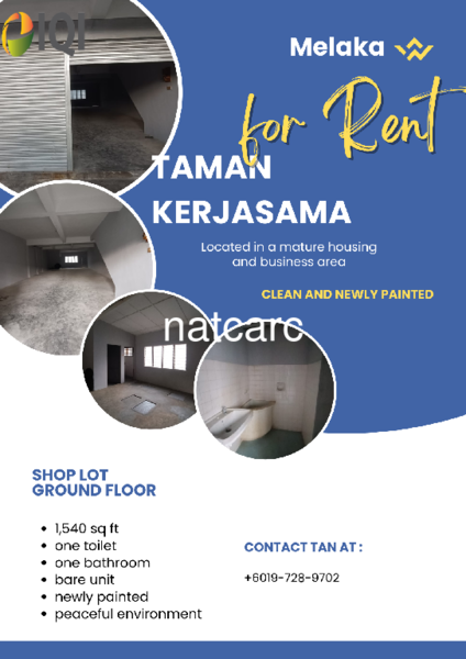 Shop Lot/Office/Home at Taman Kerjasama Bukit Beruang for Rent