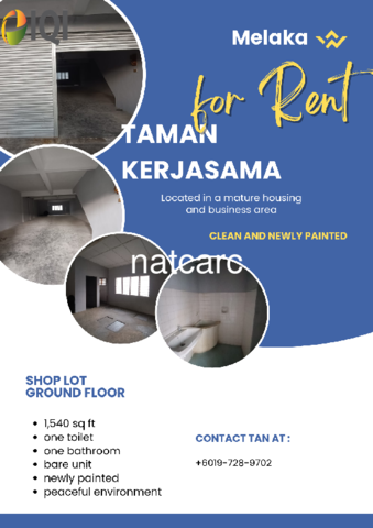Shop Lot/Office/Home at Taman Kerjasama Bukit Beruang for Rent image