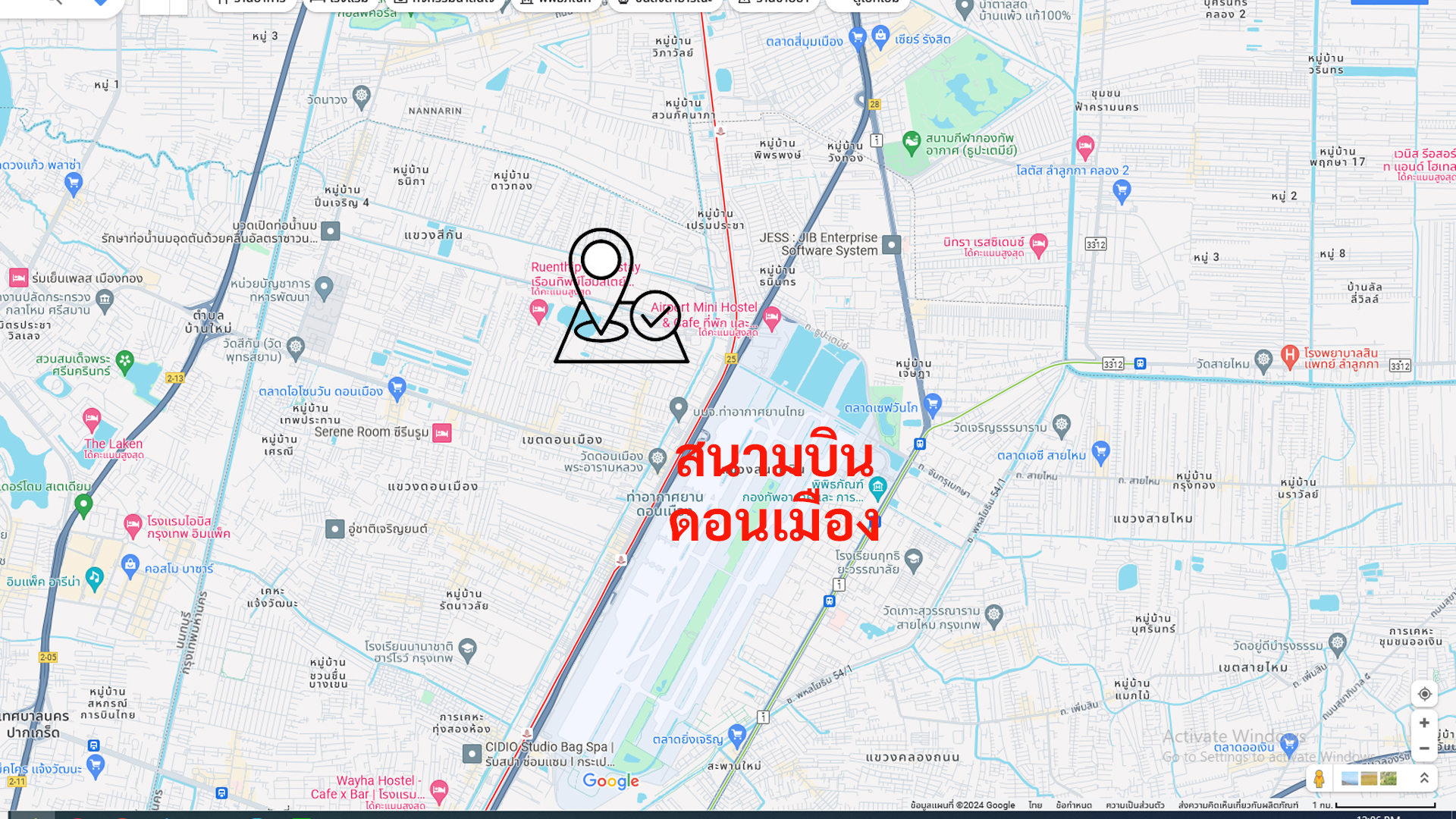  Land for sale in Don Mueang, size 50 square wah, Soi Saranakom 25, Intersection 3 (Soi Muban Pincharoen 1), suitable for building a house, cafe, and more. image