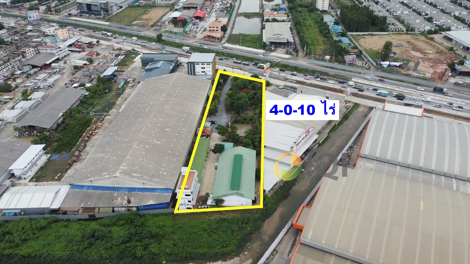 Land for sale 4-0-10 rai with office building and 3-storey house, Bang Bua Thong - Suphan Buri Road image