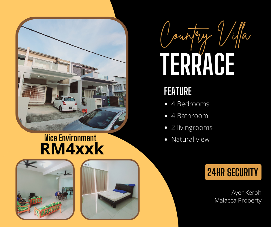 Below Value 7% House 2 Sty Terrace 24hr Security Country Villa Ayer Keroh image