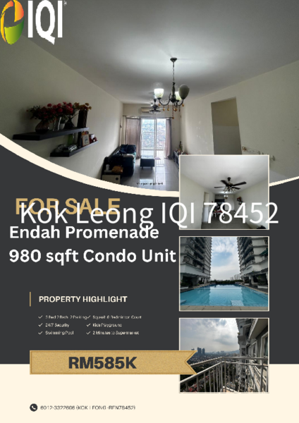 Endah Promenade Partial Furnished 3R,2B For Sale 