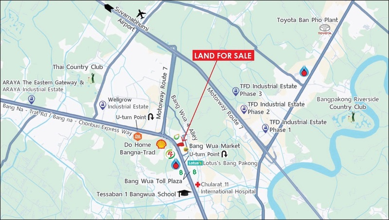 Land for sale on Bangna-Trad Road Km.39
