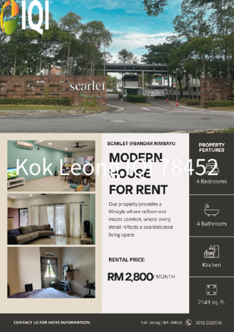Scarlet @ Bandar Rimbayu 2-Sty Terrace 4R, 4B For Rent  image