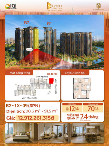 BÁN 3PN MASTERI PARK PLACE, VIEW NHẠC NƯỚC, BÁN 12.9 TỶ photo