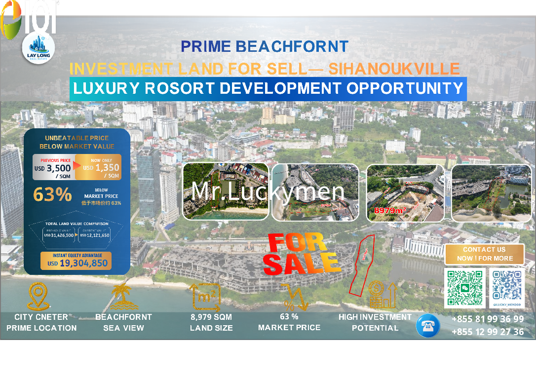🌊 PRIME BEACHFRONT LAND — SIHANOUKVILLE 🔥| 🏖 Urgent Selling 🔥  image