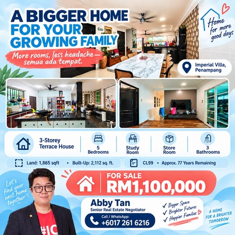 Imperial Villa Penampang 3-Storey Terrace House for Sale | 5 Bedrooms