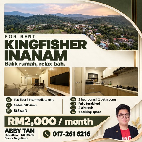 Kingfisher Inanam | Top Floor Hill View | Fully Furnished photo